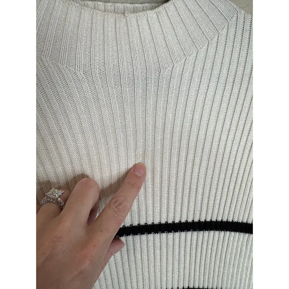 ZARA Striped Sweater Dress S Ribbed Knit Black White Long Sleeve Maxi Minimalist